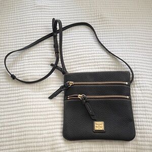 Dooney & Bourke Black Pebbled Leather Gold-Zip Crossbody